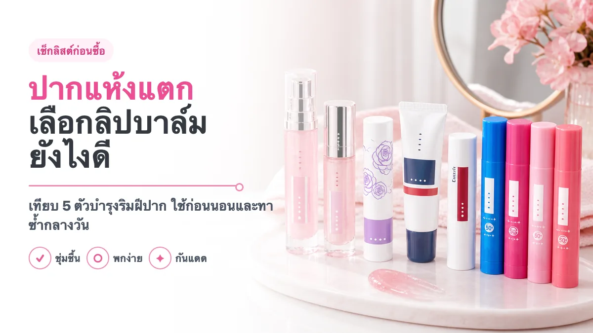 5 ลิปบาล์มปากแห้งแตก ทาก่อนนอนและกลางวัน 2026